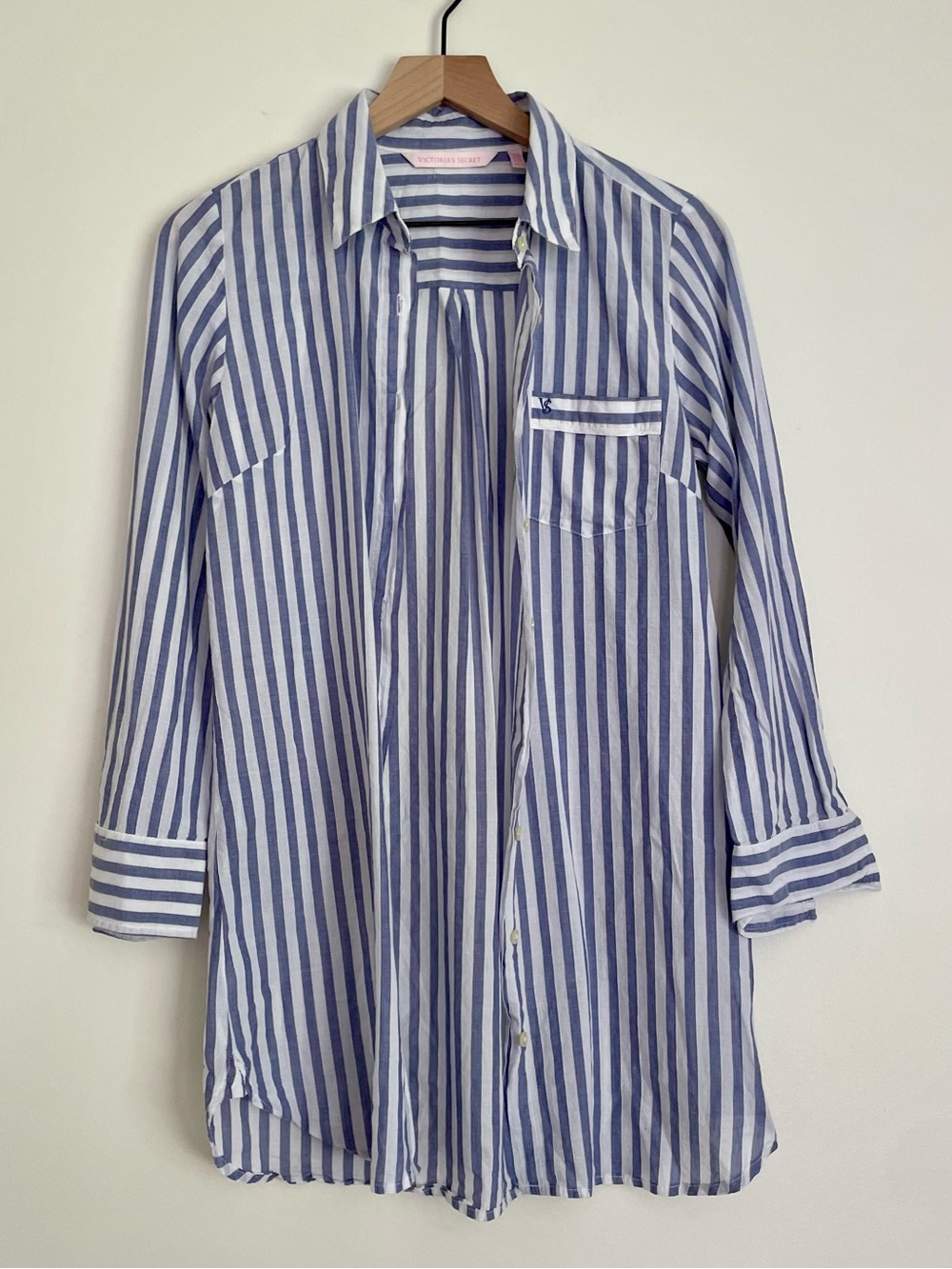 Victoria's Secret Navy and White Striped Nightshirt 100% Cotton